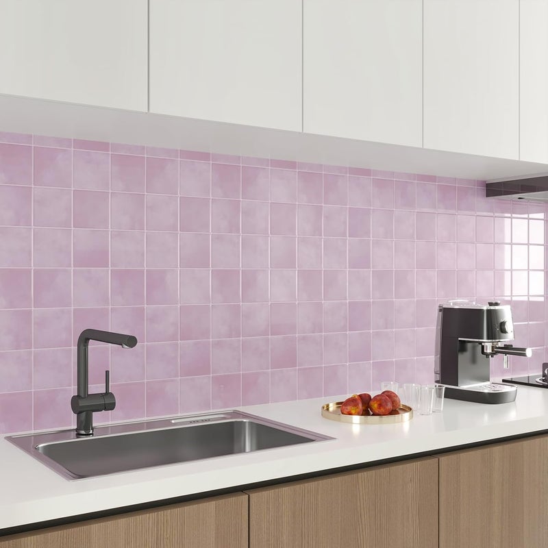 CHIHUT 16 Sheets Pink Marble Square Peel and Stick Backsplash Tiles for Kitchen Bathroom Adhesive Stick on Back Splash Tiles for RV 12''x12'' Removable Waterproof Wall Tile for Laundry Room Basement - Image 4